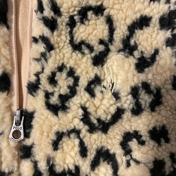 Ralph Lauren Baby Girl Leopard Print Fleece Jacket Sz 3M Fleece Zip Up Pony Logo - Picture 3 of 9